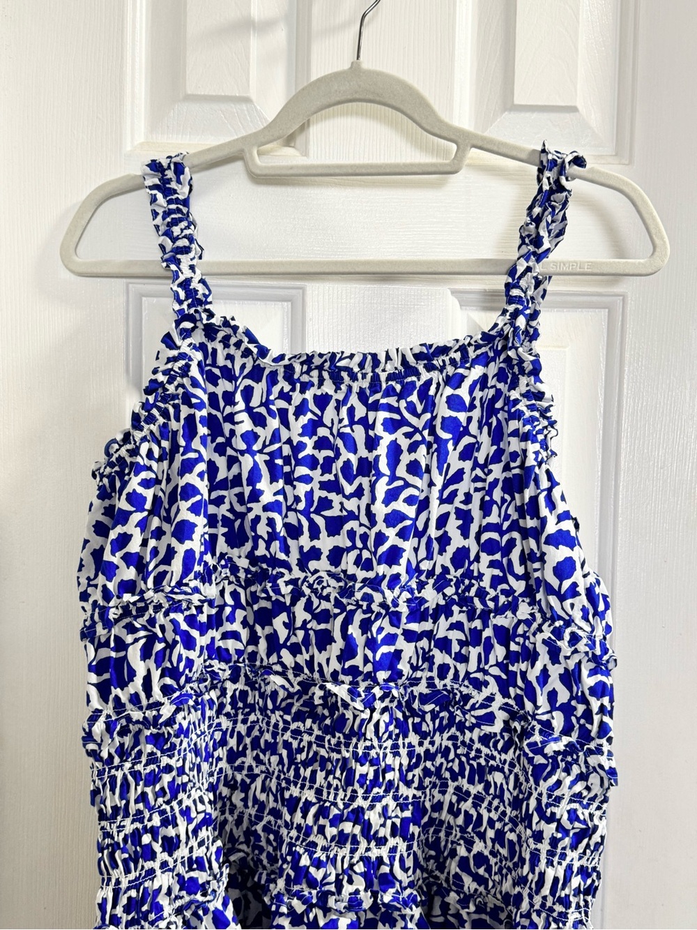 Time and Tru Blue and White Floral Smocked Sundress LIKE NEW plus size XXL 20 - Picture 5 of 10